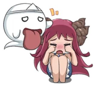 😔 しっ ร้องไห้, อนิเมะ, ผี, เศร้า, การ์ตูน, น้ำตา telegram sticker