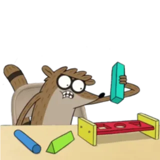 😣 Rigby Regular Show kreskówka, animowany, Zwyczajny serial, Rigby, postać telegram sticker