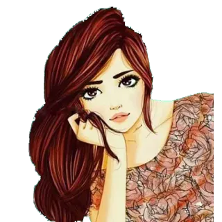 🖤 fille, femme, portrait, illustration, dessin, art numérique, mode, beauté telegram sticker