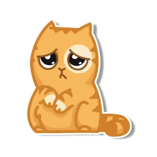 😔 gato, triste, lindo, dibujo, animal telegram sticker