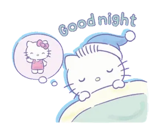 💞 Hello Kitty Good night hello kitty, buenas noches, dormir, lindo, kawaii whatsapp sticker