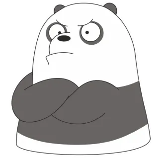 😡 Panda We Bare Bears Panda, We Bare Bears, Kartun, Beruang, Marah, Melipat tangan, Animasi telegram sticker
