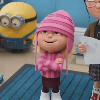 ✨️ Agnes Despicable Me animiert, Cartoon, Mädchen, Figur, rosa, Hut, Minion, Ich Einfach Unverbesserlich telegram sticker