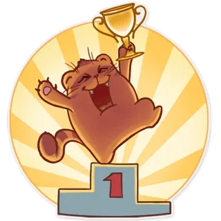 🏆 cat, winner, number one, trophy, pedestal whatsapp sticker