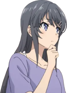🤔 Anime, Mädchen, Denken, Süß, Nachdenklich, Mai Sakurajima telegram sticker