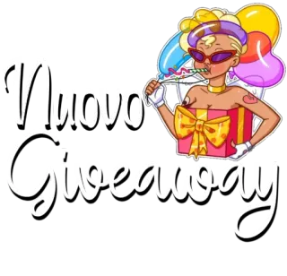 🎁 Nuovo Giveaway sorteio, mulher, balões, presente, festa telegram sticker