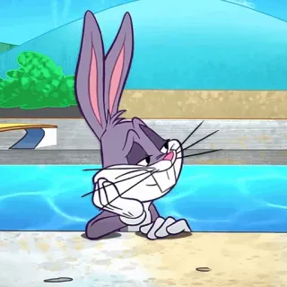 🥕 Bugs Bunny Looney Tunes dibujos animados, conejo, piscina, natación, Looney Tunes, Bugs Bunny telegram sticker