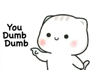 🥰 You Dumb Dumb gato, fofo, burro, apontando, engraçado telegram sticker
