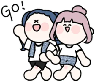 😀 GO! Cartoon, Kawaii, Süß, Mädchen, Freundschaft, Ermutigung, Los telegram sticker