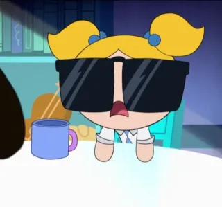 😎 Bubbles The Powerpuff Girls Desenho animado, Lindinha, Óculos de sol, As Meninas Superpoderosas telegram sticker
