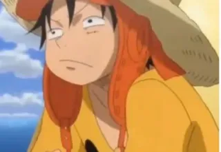 😕 Monkey D. Luffy One Piece monkey d. luffy, one piece, аниме, мультфильм telegram sticker