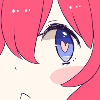 😕 Anime, Olho, Fofo, Coração, Cabelo rosa, Desenho animado telegram sticker