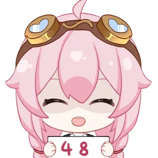 😋 48 Anime, Desenho animado, Número, Figura, Cabelo rosa, Bonito telegram sticker