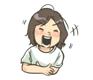 😆 만화, 여자, 웃음, 감정, 행복, 캐주얼 whatsapp sticker