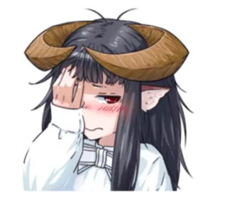 😳 Anime Mädchen, Monster Mädchen, Hörner, errötend, verlegen telegram sticker