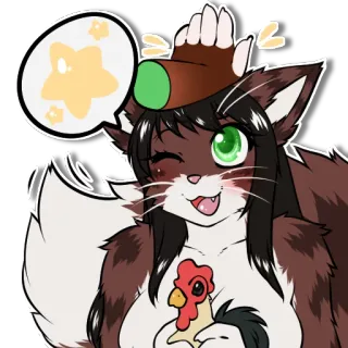 🐱 catgirl, anime, chicken, cute, kawaii, star, winking telegram sticker