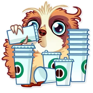 ☕ สลอธ, กาแฟ, เครื่องดื่ม, สัตว์, การ์ตูน, สติกเกอร์ telegram sticker