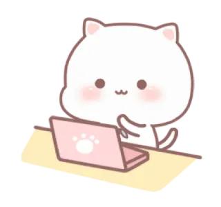 💗 gato, ordenador, portátil, lindo, animal, gatito, trabajando telegram sticker