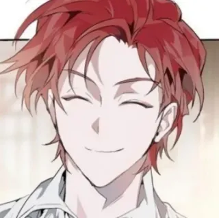 🥢 anime, manga, personaje, pelo rojo, sonriendo telegram sticker