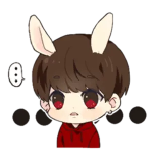 😶 ... conejo, lindo, anime, chico, dibujos animados, orejas telegram sticker