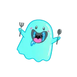 🤤 Geist, niedlich, kawaii, gruselig, blau, Cartoon telegram sticker