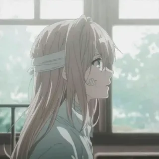 ✨ Violet Evergarden Anime, Ragazza, Ferita, Fasciata, Triste telegram sticker