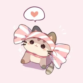 🐱 chat, chaton, mignon, kawaii, animal, animal de compagnie, coeur, bonbon telegram sticker