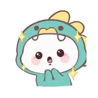 😲 귀여운, 카와이, 만화, 공룡, 동물, 반짝이, 마스코트 telegram sticker