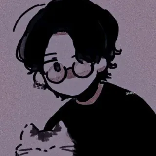 🖤 мультфильм, аниме, человек, кот, очки, питомец telegram sticker