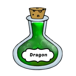 🐉 Dragon potion, dragon, magic, fantasy, green liquid telegram sticker
