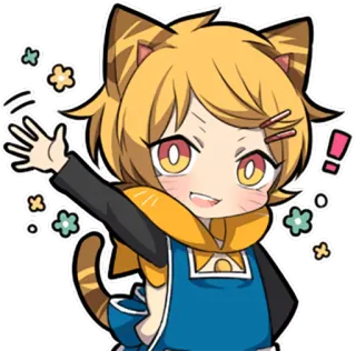 👋 애니메이션, 고양이 소녀, 카와이, 귀여운, 만화, 치비, 만화영화 telegram sticker