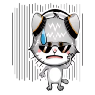 😥 gato, pegatina, auriculares, gafas de sol, dibujos animados, animal whatsapp sticker