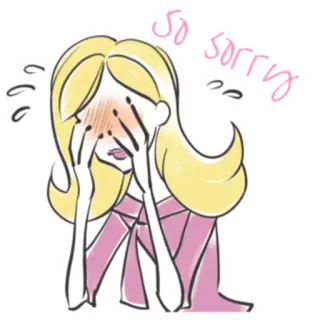 😣 So sorry xin lỗi, tiếc, xấu hổ, cảm xúc, hoạt hình, phụ nữ, biểu cảm telegram sticker