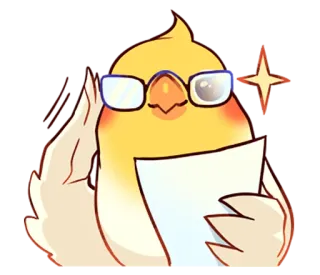 🤓 chim, vẹt mào, kính, giấy, thông minh, dễ thương telegram sticker