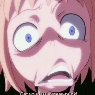 🌟 Get your ass in gear, punk! anime, angry, expression, face, cartoon, shocked whatsapp sticker