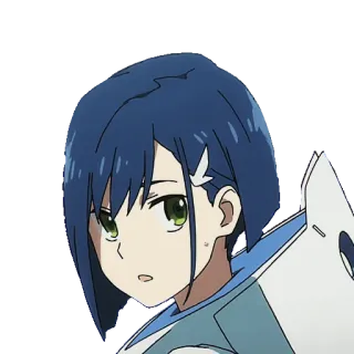 😯 Ichigo Darling in the Franxx Аниме, Девушка, Ичиго, Darling in the Franxx, Синие волосы, Персонаж, Анимация telegram sticker
