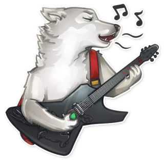 🎸 lupo, chitarra, musica, animale, cartone animato, furry telegram sticker