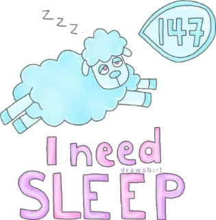 💤 I need SLEEP sono, ovelha, cansado, desenho animado, contando whatsapp sticker