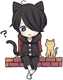 ❔ ? 애니메이션, 고양이, 질문, 귀여운, 카와이, 스티커 telegram sticker