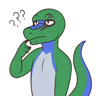 🤔 kadal, berpikir, pertanyaan, bingung, kartun, reptil, karakter, dilema telegram sticker