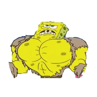 ๐ Spongebob spongebob, cartoon, muscular, funny telegram sticker