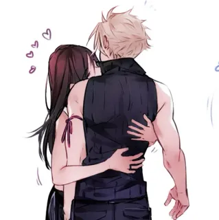 🥢 Cloud Strife Final Fantasy VII anime, hug, romance, final fantasy, cloud strife, tifa lockhart telegram sticker