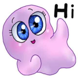 🙂 Hi mignon, dessin animé, salutation, violet, amical, adorable telegram sticker