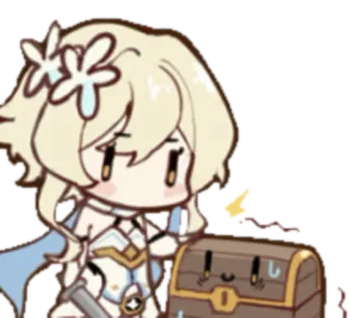 ⭐️ Lumine Genshin Impact anime, chibi, video game, treasure chest, lumine, genshin impact telegram sticker
