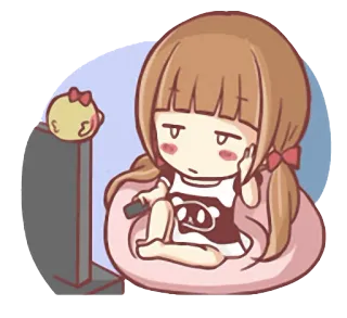😒 Chibi, Mädchen, Anime, Cartoon, TV, Fernbedienung, Süß telegram sticker