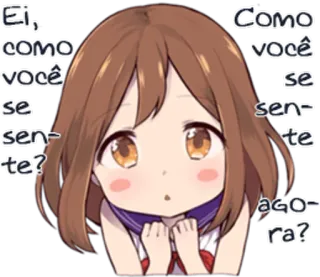 ❓ Ei, Como você se sente? Como você se sente agora? Anime, Niedlich, Mädchen, Frage, Gruß telegram sticker