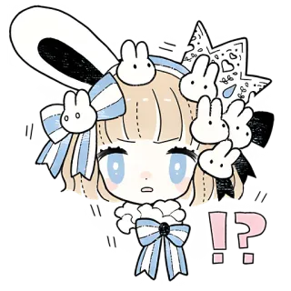 🤔 !?  Anime, Nhân vật, Sticker, Dễ thương, Thỏ, Câu hỏi telegram sticker