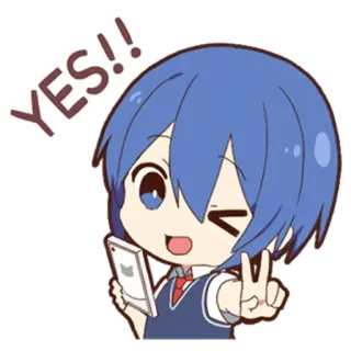 😉 YES!! Anime, Cartoon, Feier, Spaß, Niedlich, Glücklich, Ja telegram sticker