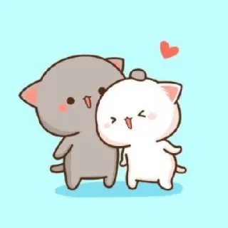🐱 chat, mignon, kawaii, dessin animé, amour, coeur, animal, autocollant telegram sticker
