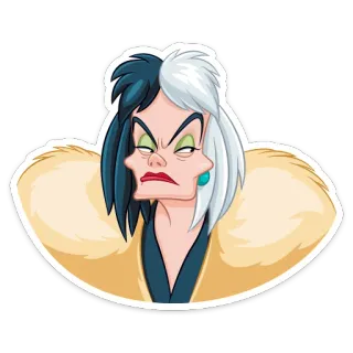☹️ Cruella de Vil 101 Dalmatians Cruella de Vil, Villano Disney, Dibujos animados, Sticker, Personaje, 101 Dálmatas whatsapp sticker